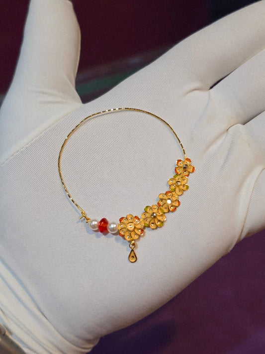 Lightweight Floral Gold Nath