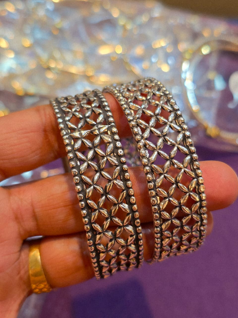 Antique Silver Kangan – Oxidised Finish